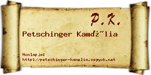 Petschinger Kamélia névjegykártya